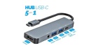 ADAPTADOR HUB USB-C 5 PORTAS 1X HDMI/ 1X PD 87W/ 1X AUDIO P2/ 1X USB 3.0/ 1X USB 2.0 LOTUS LT-T502