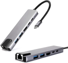 ADAPTADOR HUB USB-C 6 PORTAS 1X RJ-45/ 1X HDMI/ 1X USB-C/ 1X PD 87W/ 1X USB 3.0/ 1X USB 2.0 LOTUS LT-602
